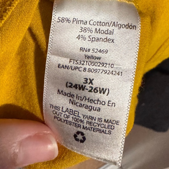 Set of Two V Neck Long Sleeve T Shirts Tees Mustard Yellow White Tops Plus Size - Picture 9 of 9